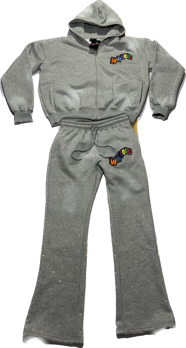 Gray Full Zip Hoodie Jogging Suit