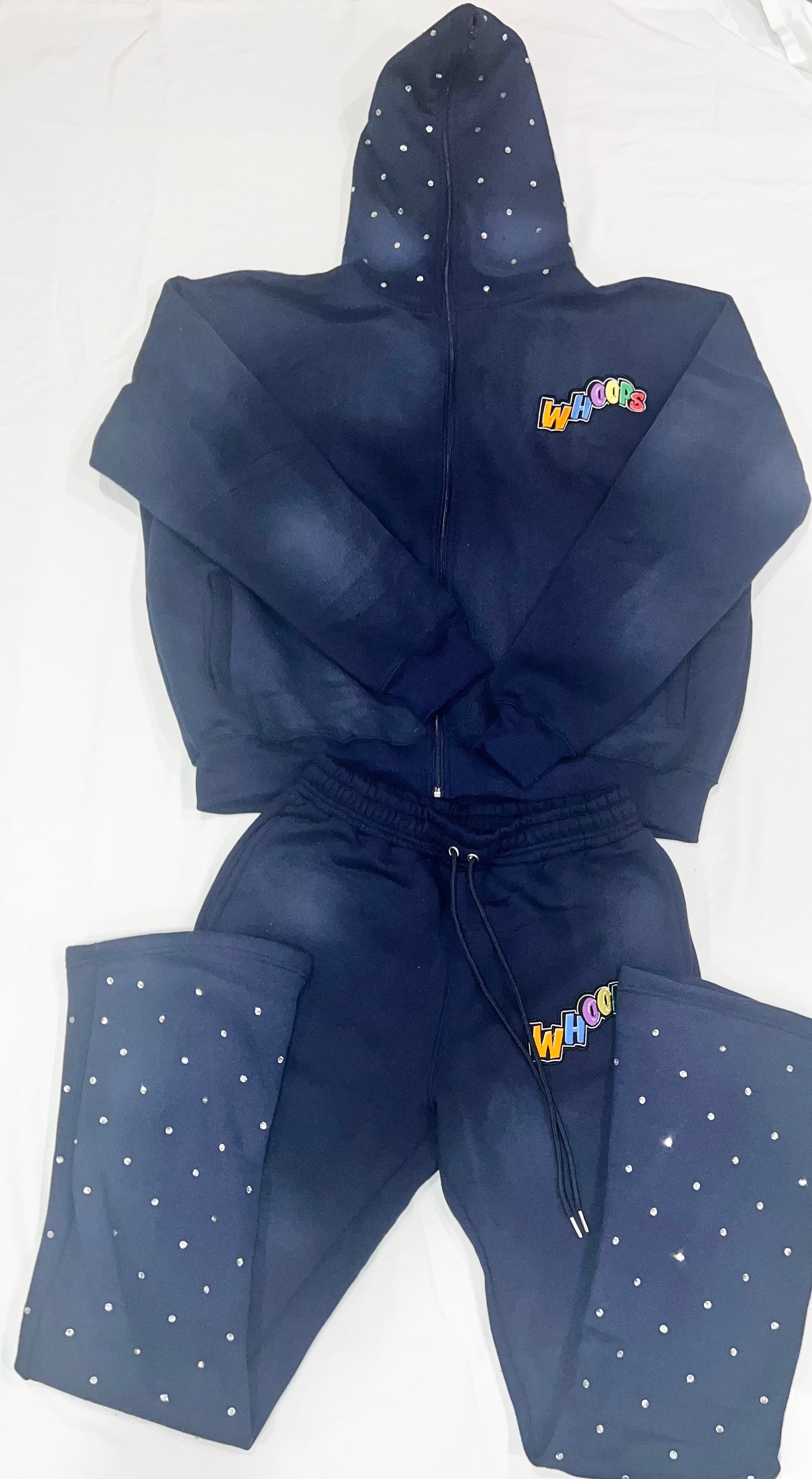 Navy Blue Full Zip Hoodie Jogging Suit